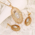 61819 moda venda quente indiano lindo diamante branco banhado a ouro conjuntos de jóias colar e brinco
